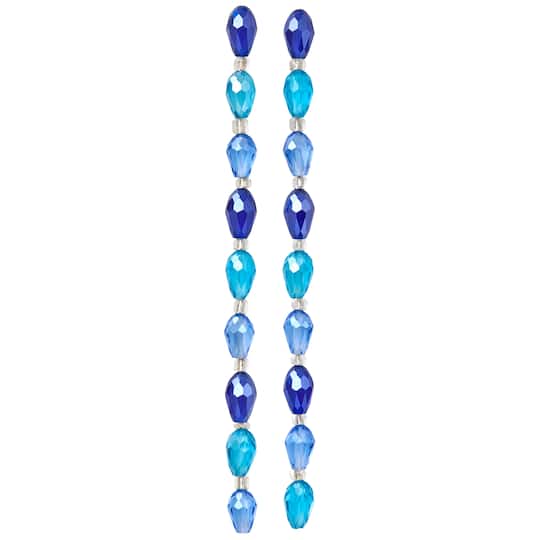 Aqua Teardrop Faceted Glass Beads, 11mm by Bead Landing™